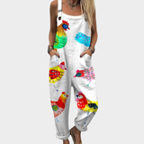 Bequeme bedruckte Latzhose
