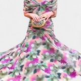 Magda - Langes florales Kleid mit V-Ausschnitt