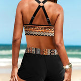 Theresa | Elastischer High-Waist-Bikini mit geometrischem Muster
