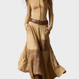 Helena - Maxikleid aus navyblauem Wildleder mit Gürtel
