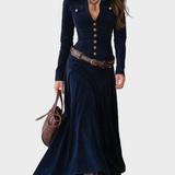 Iwona - Maxikleid aus Samt mit Gürtel